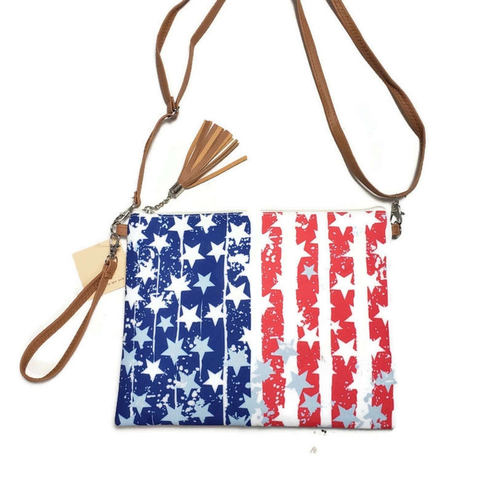 American Flag Design Wristlet /Crossbody Bag By L.I.B.